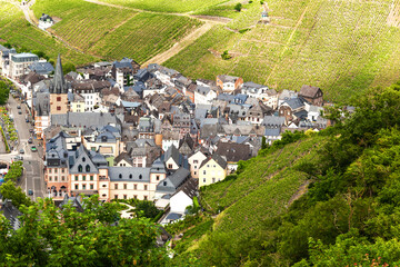 Bernkastel Kues aerial panoramic view.