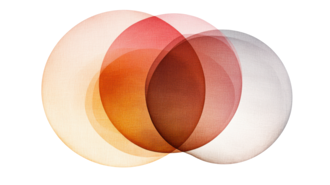 Overlapping Gradient Circular Design Isolated on White Background – Modern Abstract Art with Soft Color Blending and Geometric Aesthetic