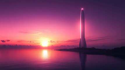 Rocket launch at sunset wallpaper space exploration technology future travel to mars galaxy adventure 100