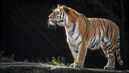 Obraz premium Majestic Bengal Tiger Standing Proudly, Fur Glowing