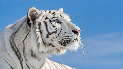 Majestic White Bengal Tiger, Piercing Blue Eyes