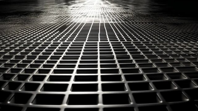 Metallic Mesh Pattern Illustration with Grid and Techno Texture in Black and Gray