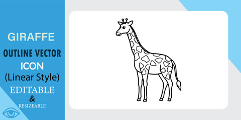 Giraffe outline vector animal portrait cute mammal illustration