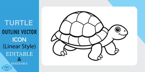 A simple, cartoonish outline drawing of a turtle. Black lines on a white background. Vector format, easily edited and resized.