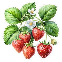 Detailed Botanical Illustration Of Ripe Strawberries