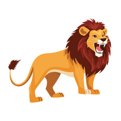 Dynamic Lion Roaring With Open Mouth