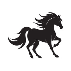 Stallion Galloping Through Open Meadow Silhouette Vector