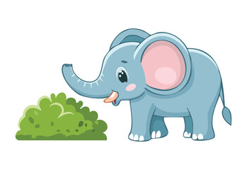Cute Blue Elephant With Raised Trunk