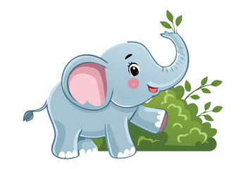 Playful Blue Elephant Near Green Foliage