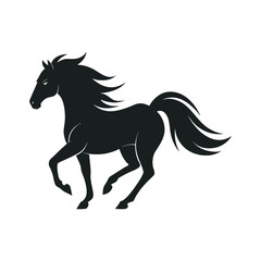 Stallion Galloping Through Open Meadow Silhouette