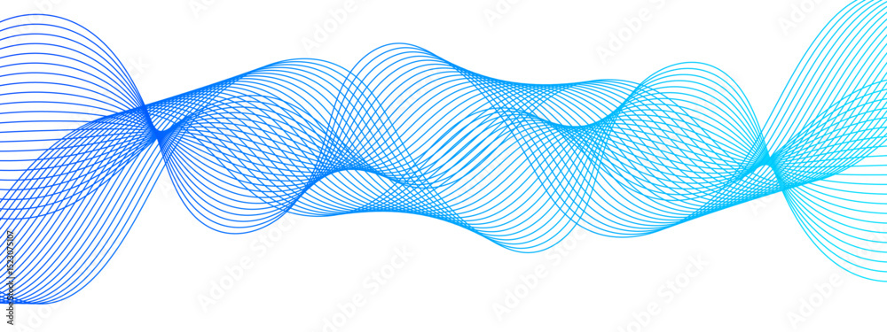 Aufkleber Abstract wave design with a series of flowing, overlapping sinusoidal curves in a gradient. Clean white background, with wave line with sense of motion and fluidity. Sound waves or light frequencies