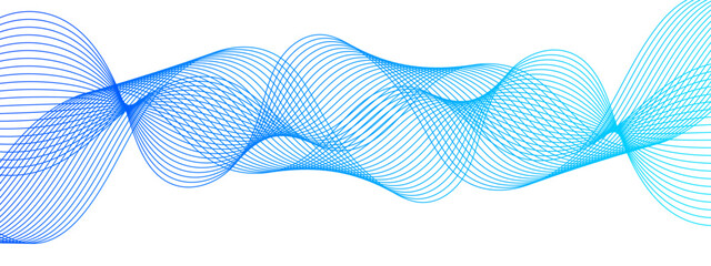 Plakat Abstract wave design with a series of flowing, overlapping sinusoidal curves in a gradient. Clean white background, with wave line with sense of motion and fluidity. Sound waves or light frequencies