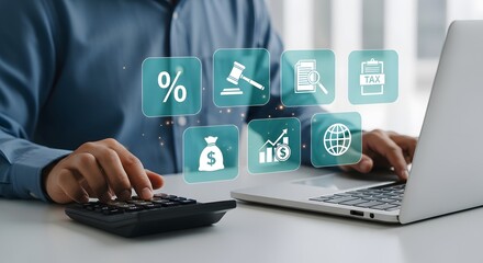 Online Tax Preparation Services Accountant Using Laptop Calculator Financial Planning