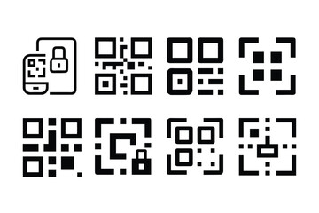 Fototapeta premium QR Code Scan Security Icons