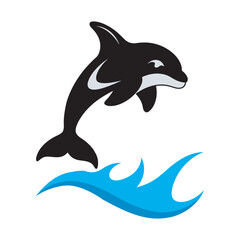 Orca Jumping From Arctic Waters Silhouette Vector