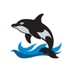 Orca Jumping From Arctic Waters Vector Silhouette