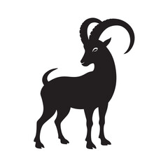 Ibex Standing Selhouette Vector