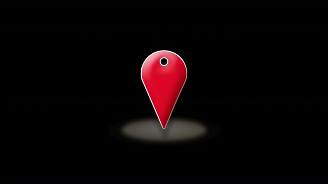 Red Map pin pointer indication marker with semi transparent expanding radar ping base graphic element with a clear transparent invisible background  suitable for overlaying over maps and graphics