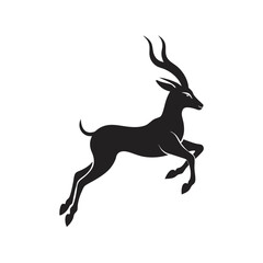 Gazelle Jumping Across Savannah Field Silhouette Vector