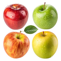 Assorted Mixed Apples Isolated on Transparent Background

