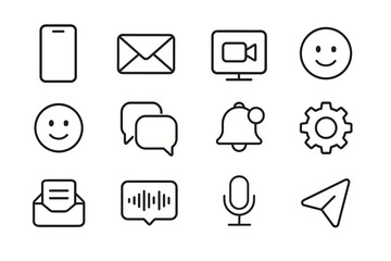 Minimalist communication and notifications icon set
