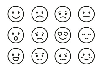 Various emoji expressions on brown background