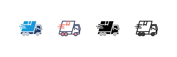 Fast Delivery icon set multiple style collection