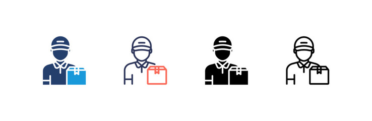 Delivery Man icon set multiple style collection