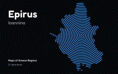 Spiral Line Pattern Map of Epirus with Ioannina as the Capital