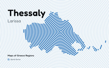 Spiral Line Pattern Map of Thessaly with Larissa as the Capital