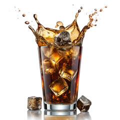 Realistic Glass Filled With Dark Fizzy Cola And Bubbles