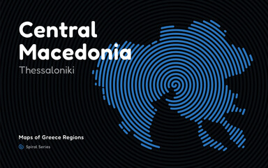 Spiral Line Pattern Map of Central Macedonia with Thessaloniki as the Capital
