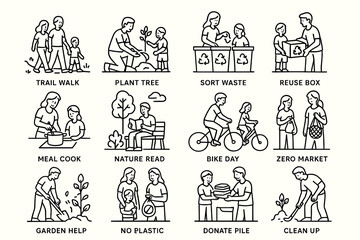 Obraz premium Community activities: environmental care and family engagement