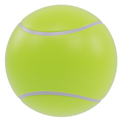tennis ball isolated 3d icon in cartoon plastic style minimal isolated on transparent white background, clipping path

