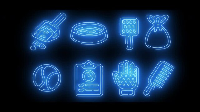 Biometric Security and Smart Technology Neon Icon Interface