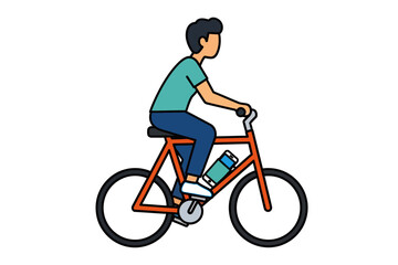 Fototapeta premium Person Riding Bicycle in Flat Vector Style Illustration