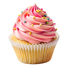 Delicious Vanilla Cupcake With Swirled Pink And White Frosting