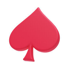 ace of hearts 3d icon in cartoon plastic style minimal isolated on transparent white background, clipping path
