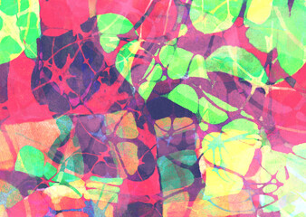 Grunge noisy grainy abstract  background with colorful textured shapes in red, green. Trendy edgy design for music, digital art, posters,  mental health