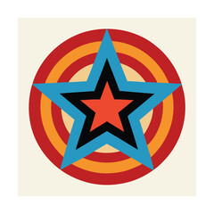 Retro star design with concentric circles and a modern aesthetic for graphics projects