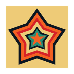 Retro starburst design in a colorful 1970s inspired style for decoration and illustration