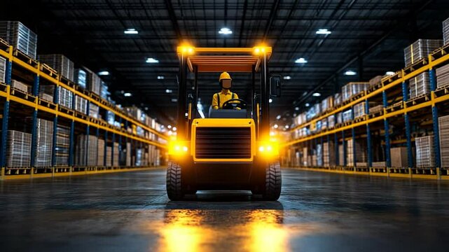 Forklift in a Warehouse: Logistics and Industrial Efficiency