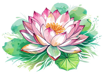 Lotus Watercolor Flower SVG – Botanical Clipart for Spiritual Decor, Crafts, and Sublimation