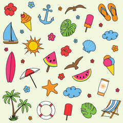 Summer icon set. Vector