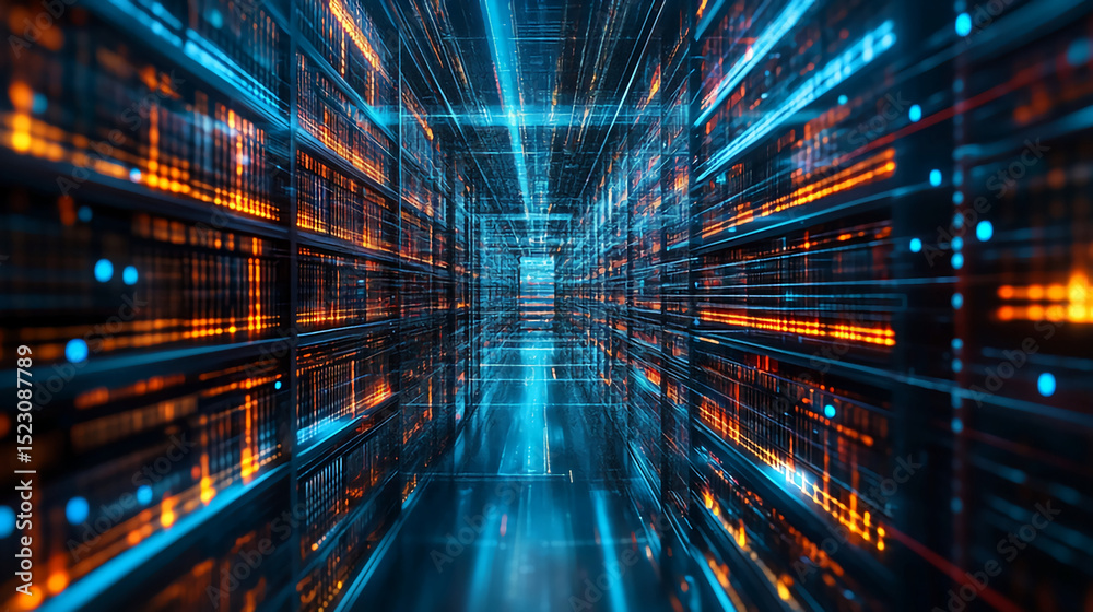 Poster data center server room technology infrastructure network computing it architecture visualization co