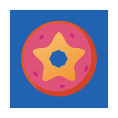 Obraz premium Colorful star shaped donut dessert icon on a bright blue background for graphic design