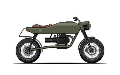 Fototapeta premium Custom olive green motorcycle design illustration