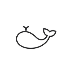 Obraz premium Minimal whale icon swims ocean marine graphic outline design