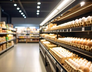 Grocery store aisle with eggs