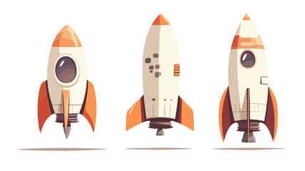Colorful Cartoon Rocket Vector Illustration Isolated on White Background